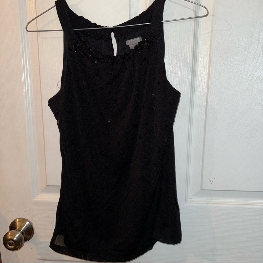 Ann Taylor Black Tank Top Classic Scoop Neck